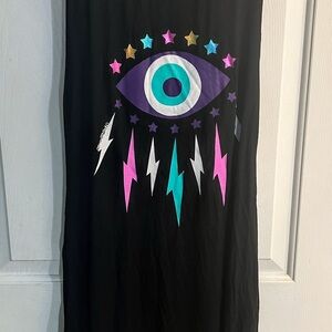LAUREN MOSHI Deanna Foil Electric Star Eye Black Tank Dress SZ XS
